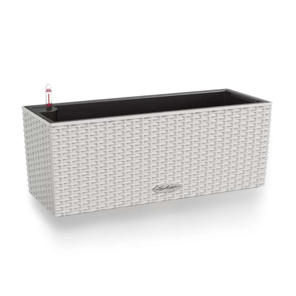 Ghiveci Auto-Irigant Lechuza Balconera Cottage 50, 8 l, efect de ratan gri deschis, sistem de autoirigare, insert detasabi...