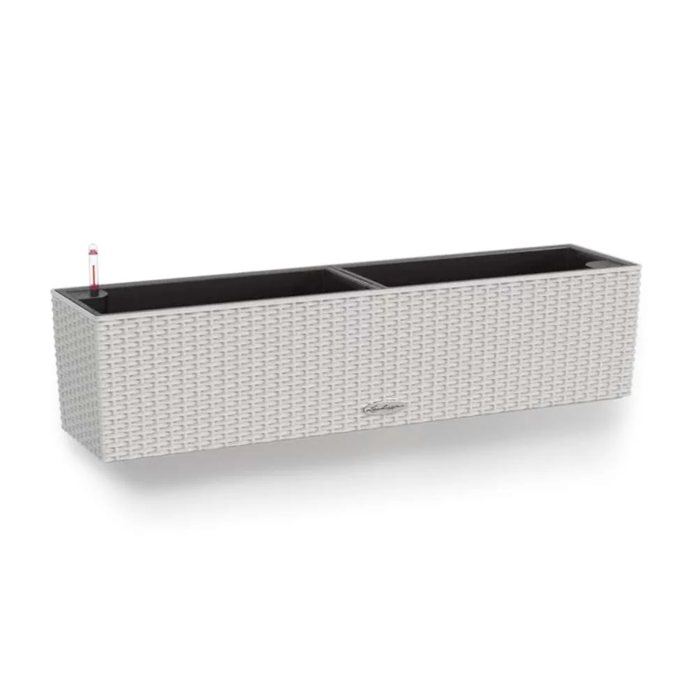 Ghiveci Auto-Irigant Lechuza Balconera Cottage 80, 12 l, efect de ratan gri, sistem de autoirigare, insert detasabil, stra...