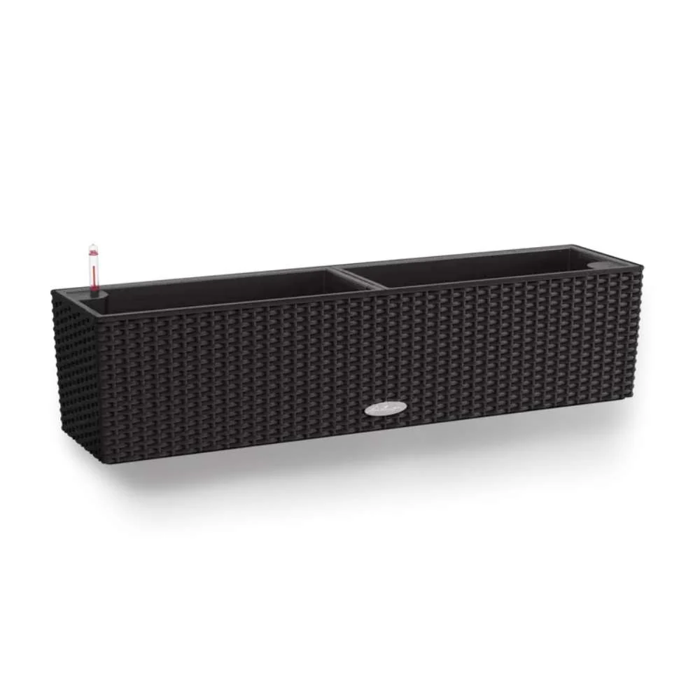 Ghiveci Auto-Irigant Lechuza Balconera Cottage 80, 12 l, efect de ratan negru, sistem de autoirigare, insert detasabil, st...