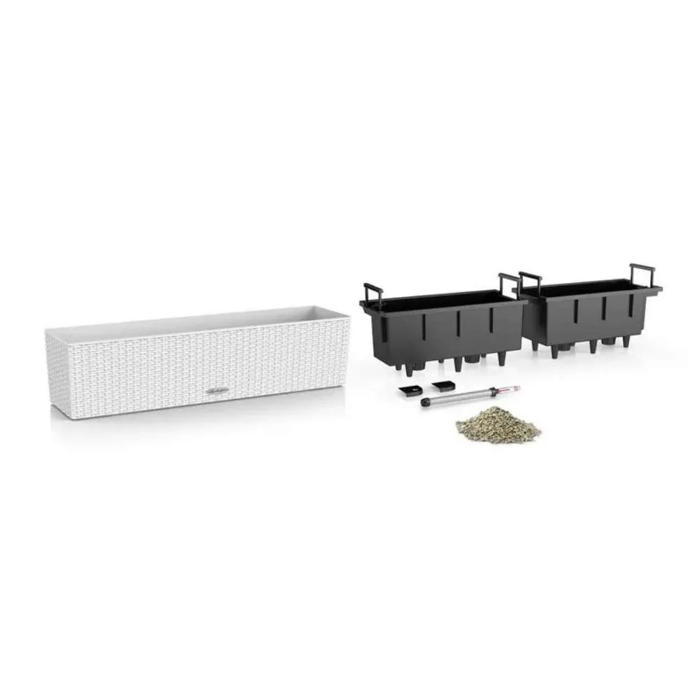 Ghiveci Auto-Irigant Lechuza Balconera Cottage 80, 12 l, efect de ratan negru, sistem de autoirigare, insert detasabil, st...