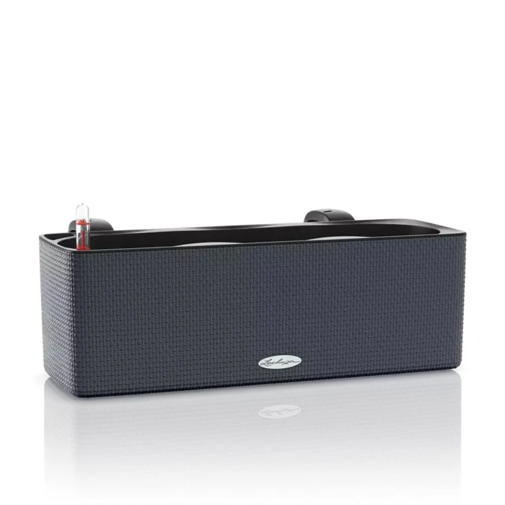 Ghiveci Auto-Irigant Lechuza Cube Color Triple, negru tip ratan, pentru plante cu ghiveci, sistem de autoirigare, include...
