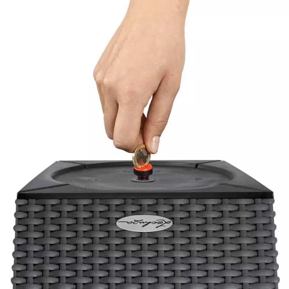 Ghiveci Auto-Irigant Lechuza Cubico Cottage 30, efect de ratan gri, pentru plante cu ghiveci, sistem de autoirigare, inser...