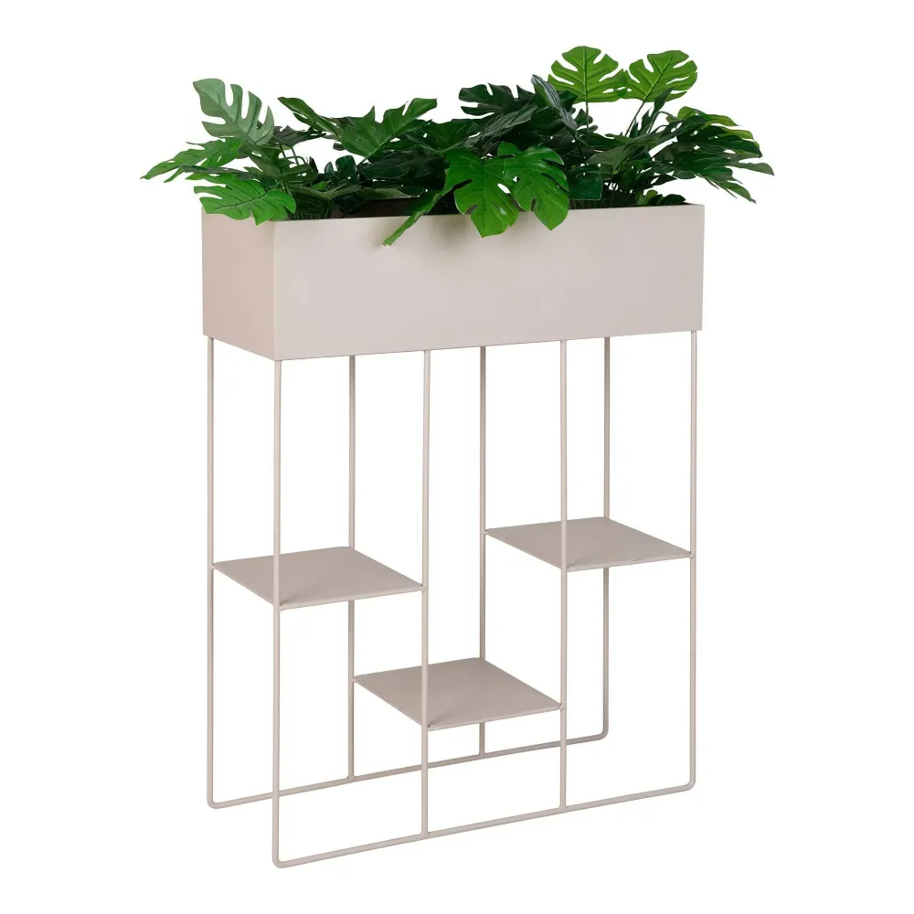 Rabo Suport de plante din otel, 3 rafturi, nisipiu 25x60x80 cm