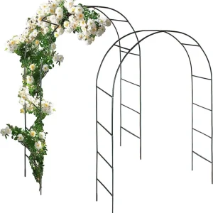 Arcada metalica de gradina pentru flori cataratoare, din metal, dimensiuni 240 x 140 x 35 cm, negru