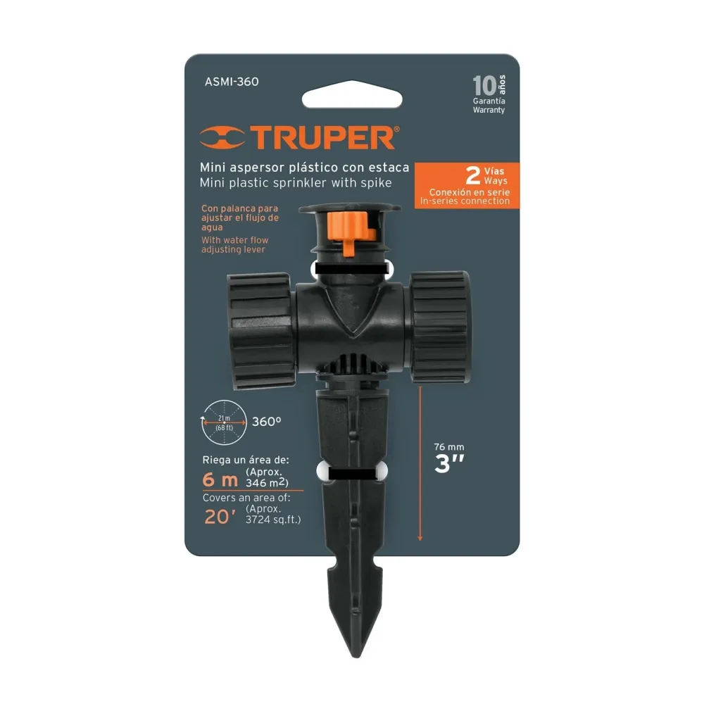 Aspersor oscilant mini din plastic, cu spin, raza 6 m, Truper