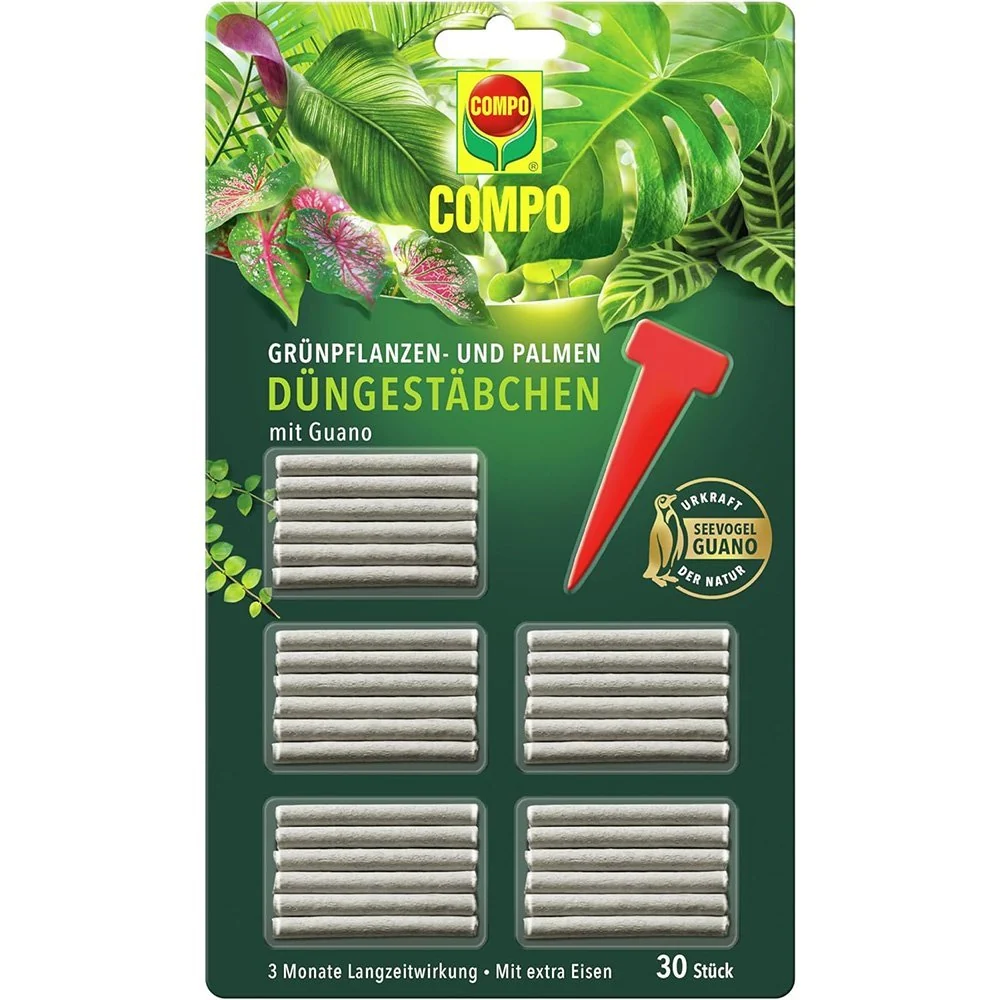 Batoane de Ingrasamant pentru Plante Verzi si Palmieri, 30 de bucati, Efect de Lunga Durata 3 Luni, COMPO