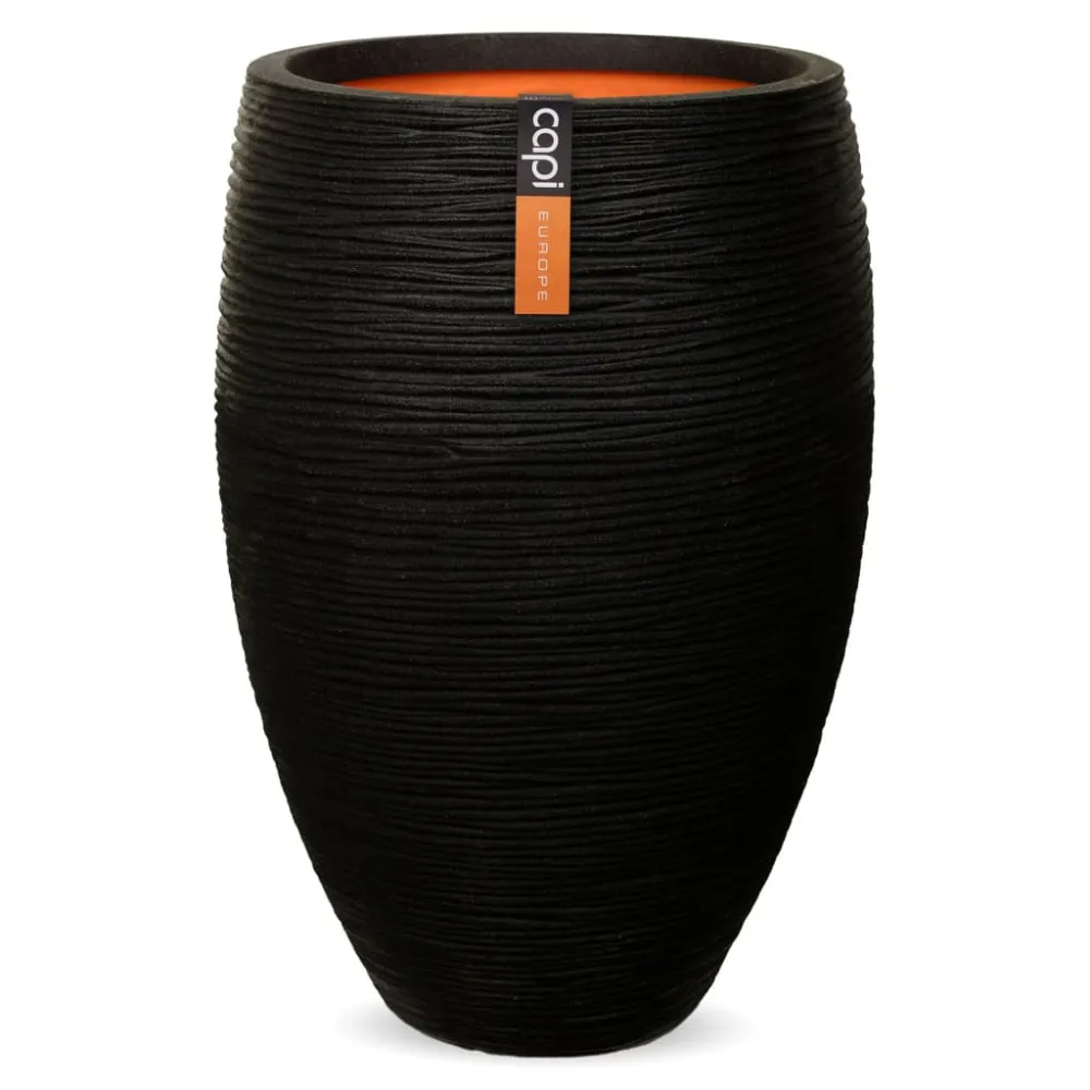 Capi Ghiveci elegant Nature Rib Deluxe, negru, 45x72 cm
