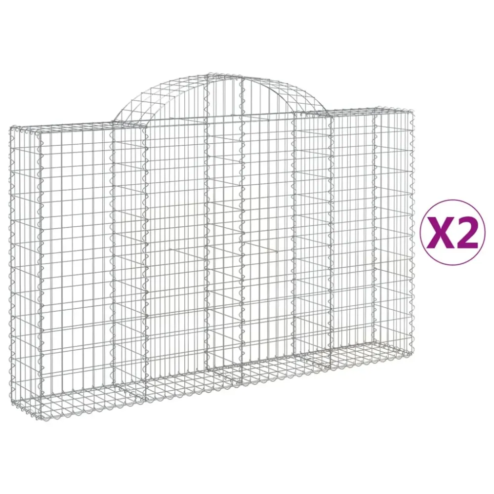 Coșuri gabion arcuite 2 buc, 200x30x120/140 cm, fier galvanizat