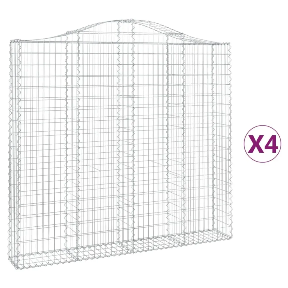 Coșuri gabion arcuite 4 buc, 200x30x180/200cm, fier galvanizat