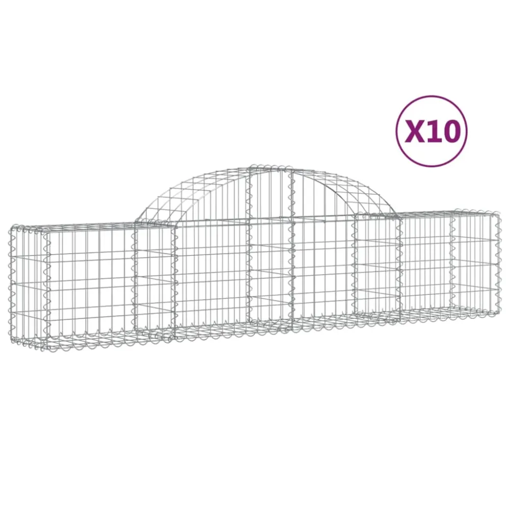 Coșuri gabion arcuite 10 buc, 200x30x40/60 cm, fier galvanizat