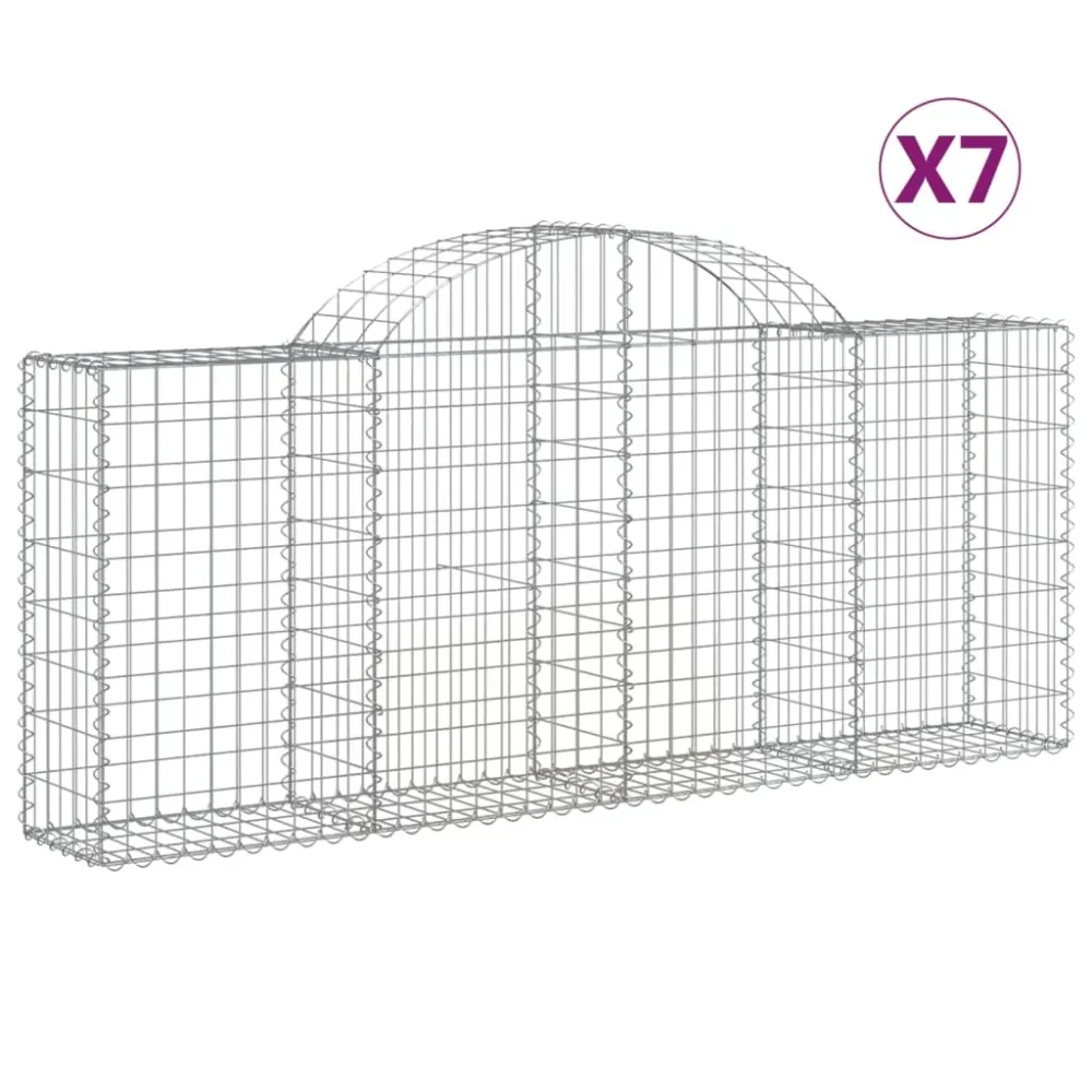 Coșuri gabion arcuite 7 buc, 200x30x80/100cm, fier galvanizat