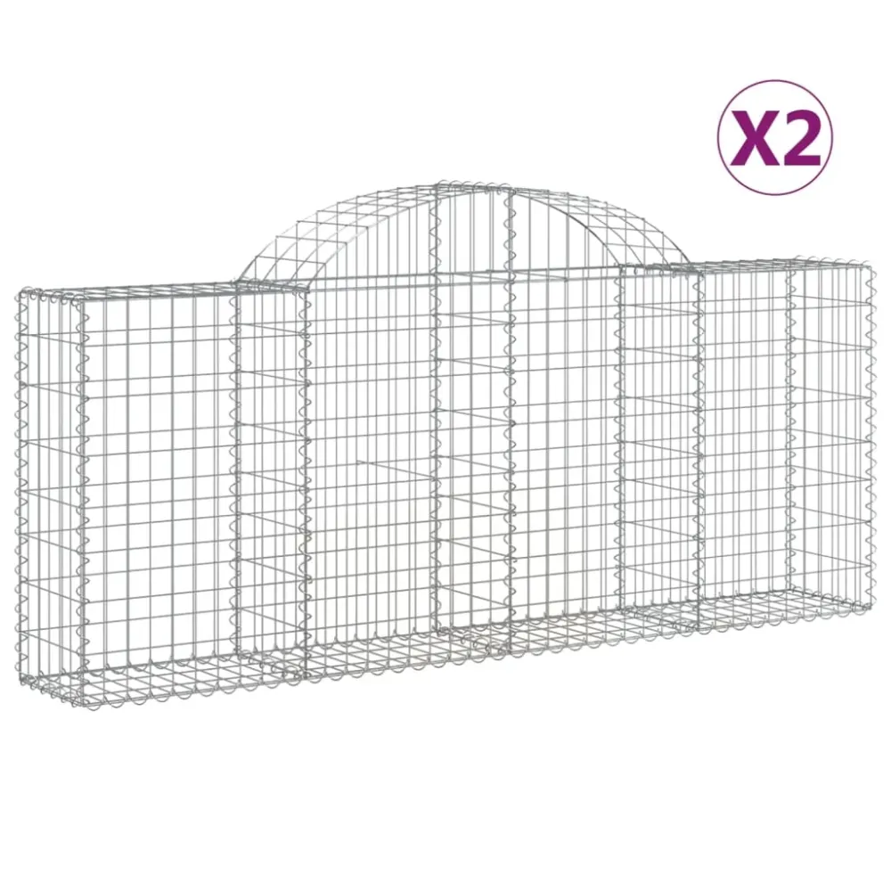 Coșuri gabion arcuite 2 buc, 200x30x80/100cm, fier galvanizat