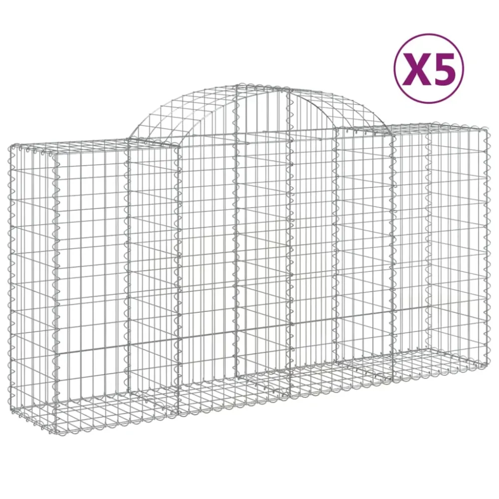 Coșuri gabion arcuite 5 buc, 200x50x100/120 cm fier galvanizat