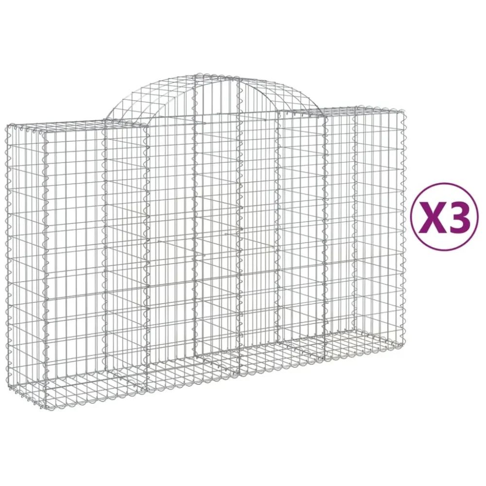 Coșuri gabion arcuite 3 buc, 200x50x120/140 cm, fier galvanizat