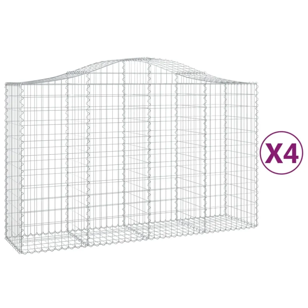 Coșuri gabion arcuite 4 buc, 200x50x120/140 cm, fier galvanizat