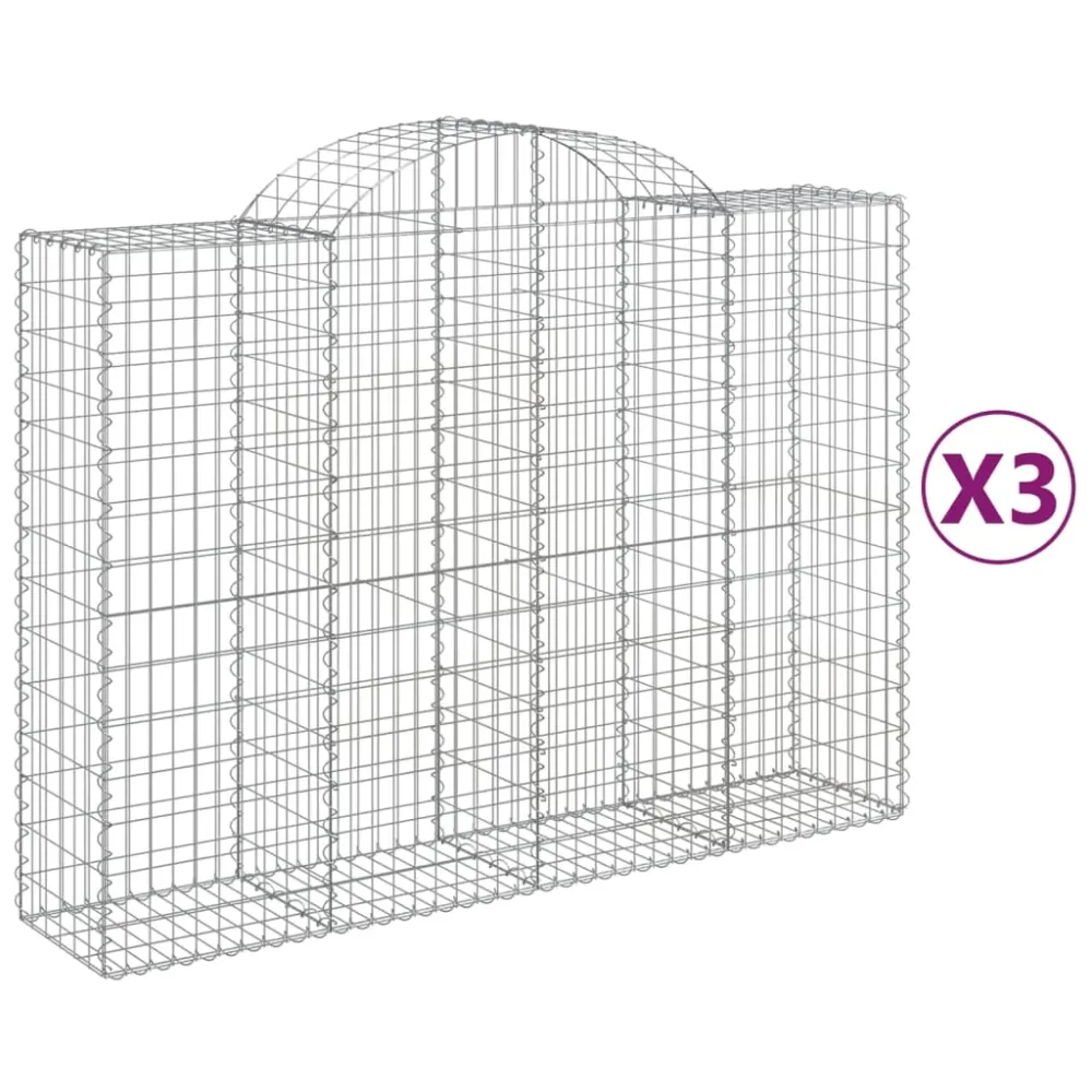 Coșuri gabion arcuite 3 buc, 200x50x140/160cm, fier galvanizat
