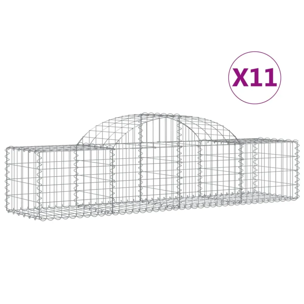 Coșuri gabion arcuite 11 buc, 200x50x40/60 cm, fier galvanizat
