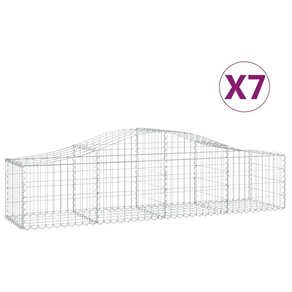 Coșuri gabion arcuite 7 buc, 200x50x40/60 cm, fier galvanizat