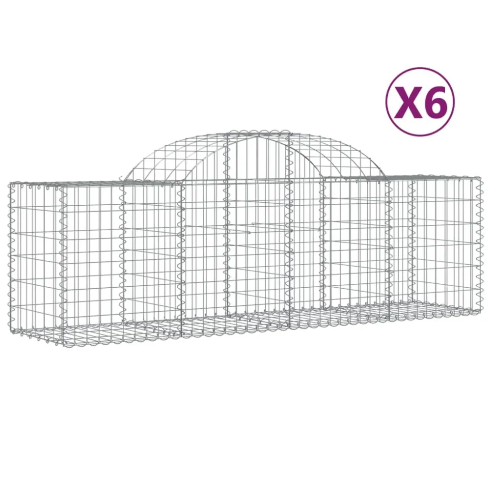 Coșuri gabion arcuite 6 buc, 200x50x60/80 cm, fier galvanizat