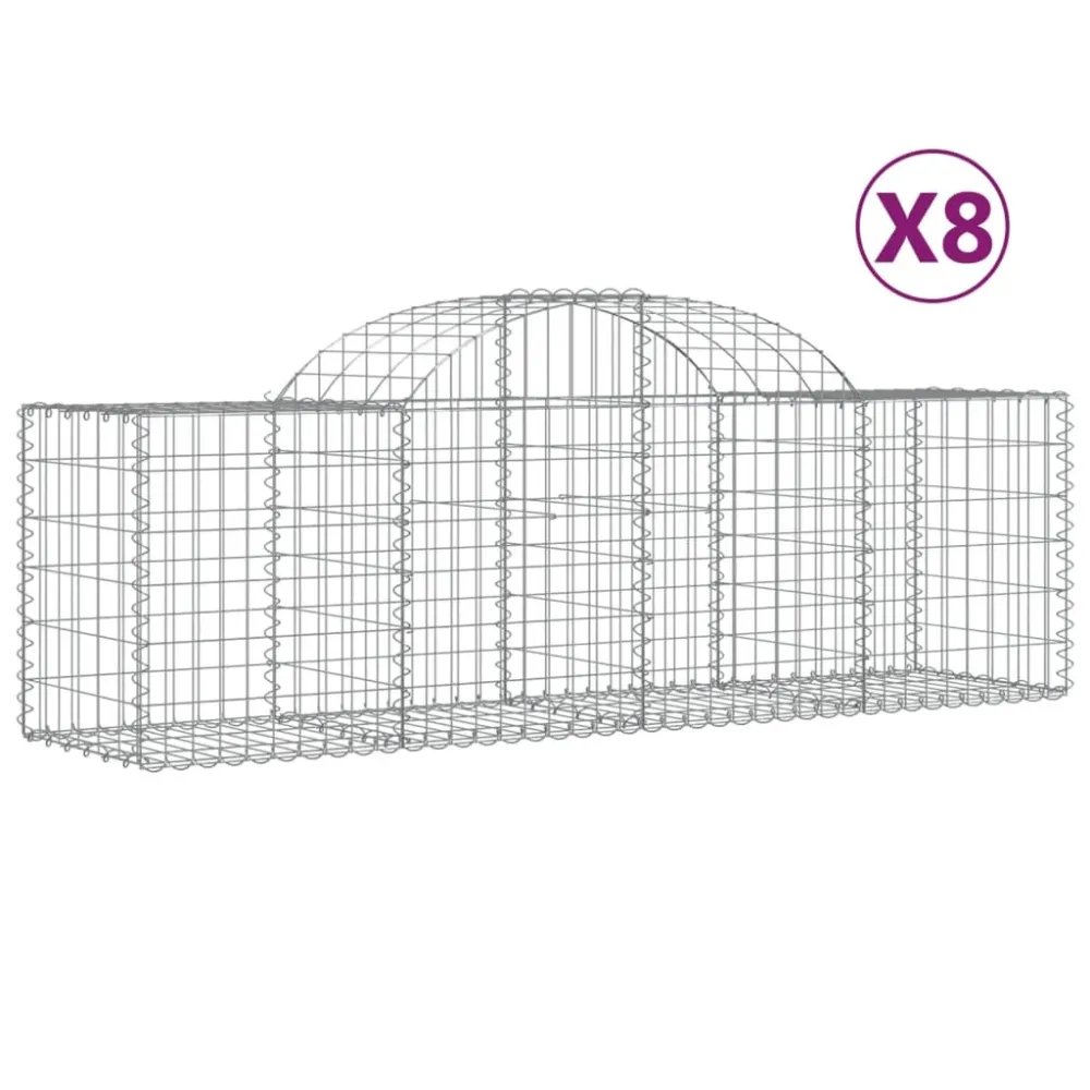 Coșuri gabion arcuite 8 buc, 200x50x60/80 cm, fier galvanizat