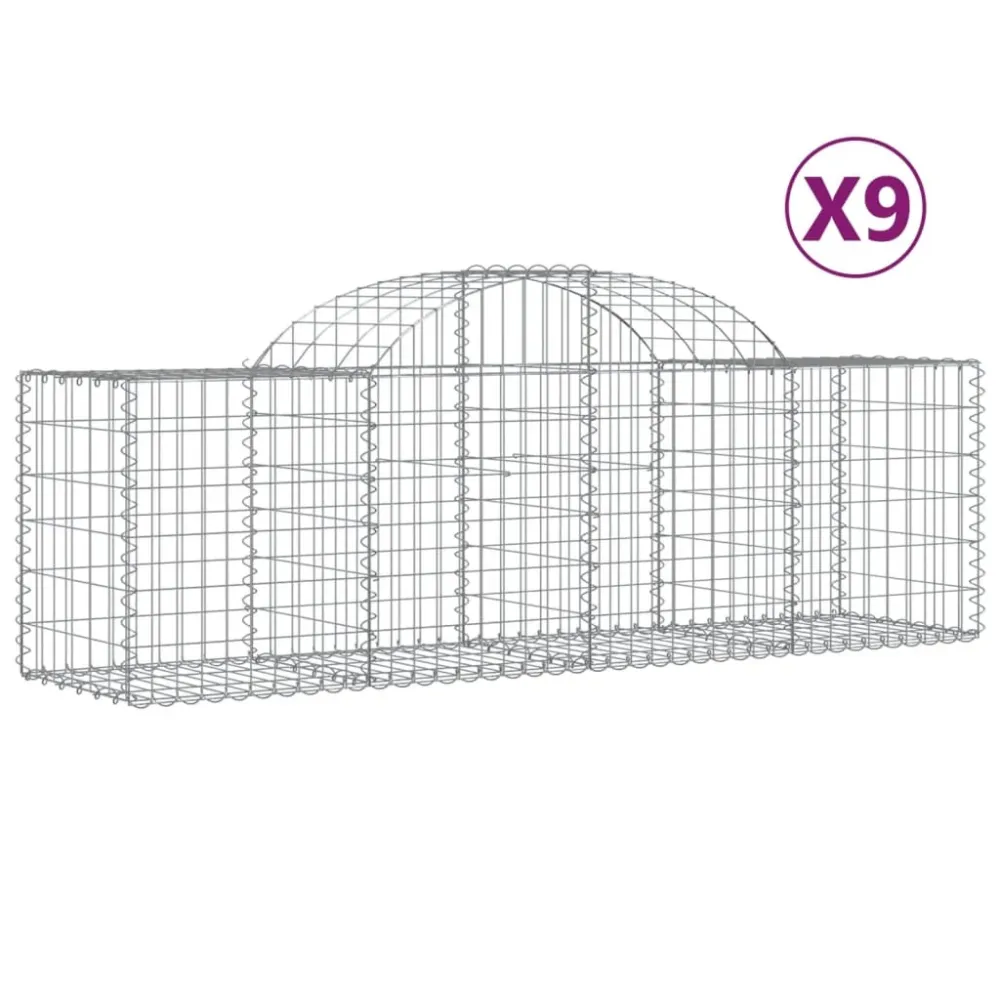 Coșuri gabion arcuite 9 buc, 200x50x60/80 cm, fier galvanizat