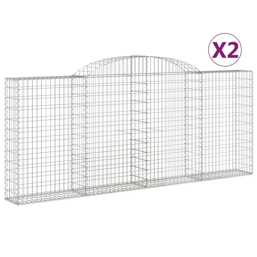 Coșuri gabion arcuite 2 buc, 300x30x120/140 cm, fier galvanizat