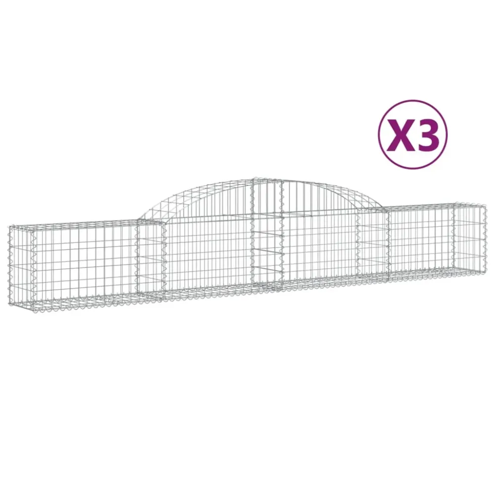 Coșuri gabion arcuite, 3 buc., 300x30x40/60 cm, fier galvanizat