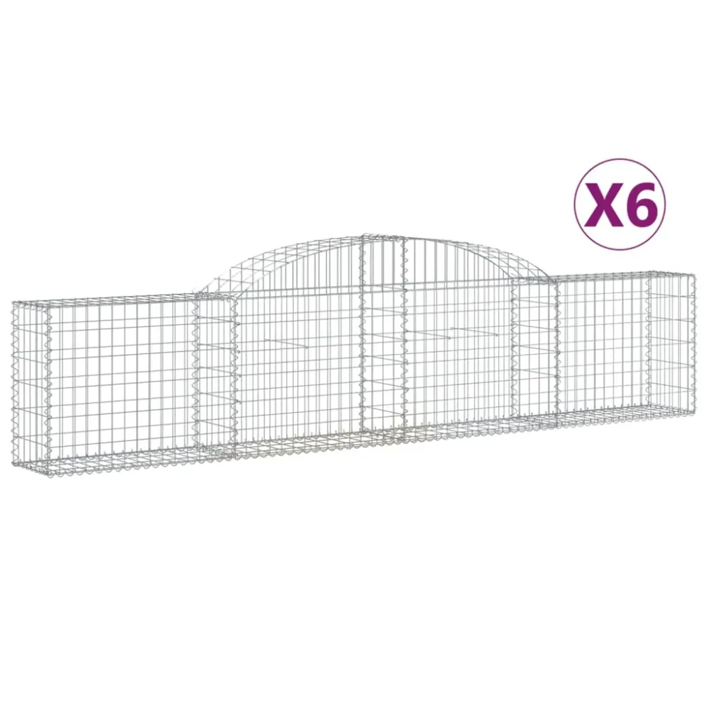 Coșuri gabion arcuite, 6 buc., 300x30x60/80 cm, fier galvanizat