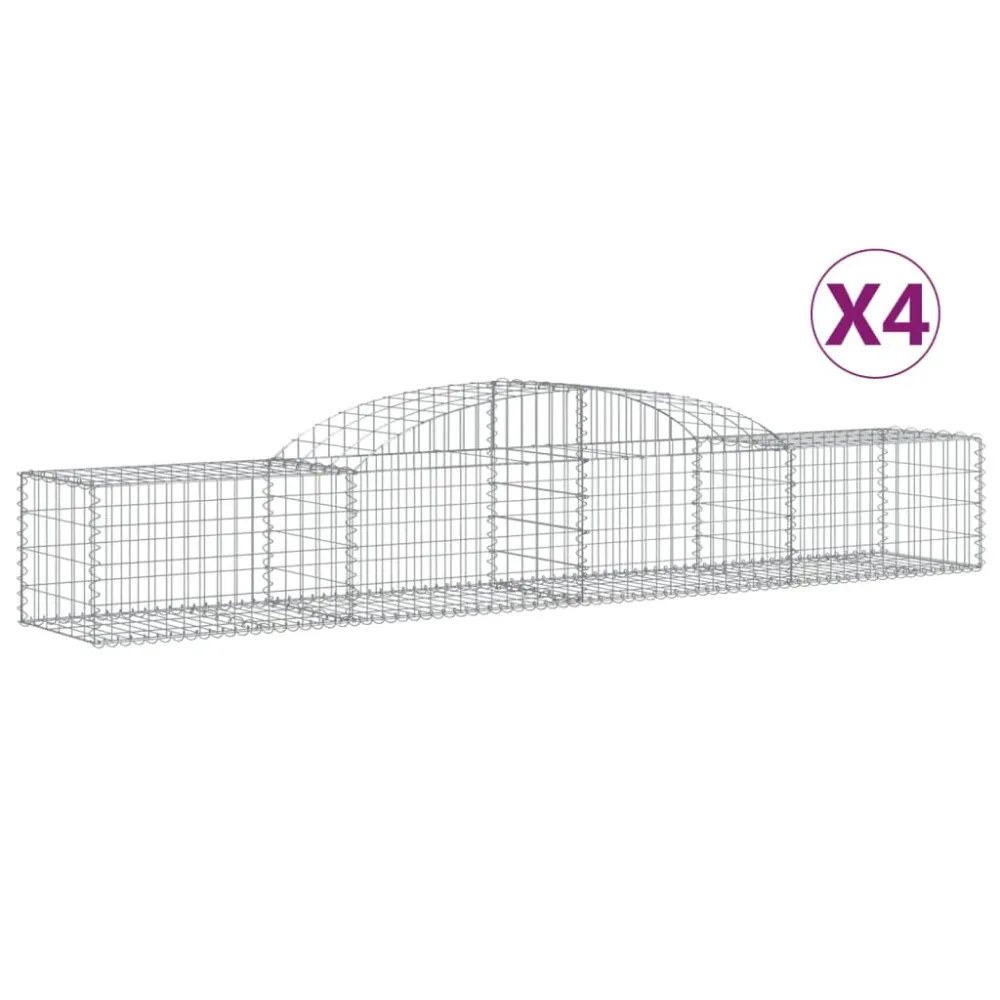 Coșuri gabion arcuite 4 buc., 300x50x40/60 cm, fier galvanizat