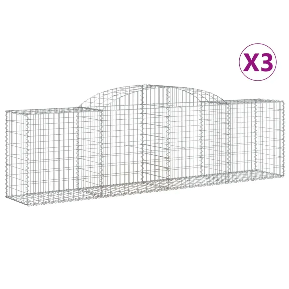 Coșuri gabion arcuite 3 buc, 300x50x80/100 cm, fier galvanizat