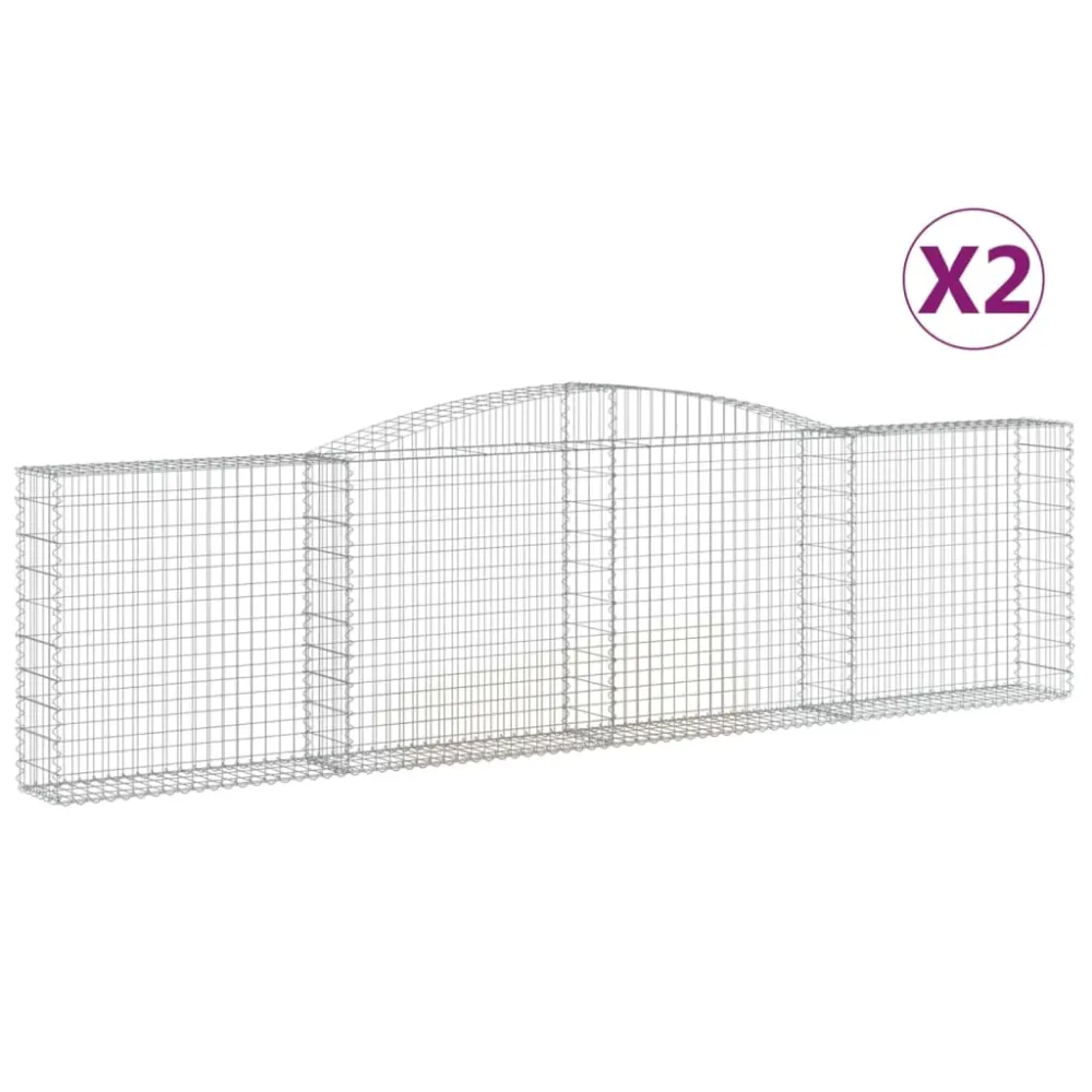 Coșuri gabion arcuite 2 buc, 400x30x100/120 cm fier galvanizat