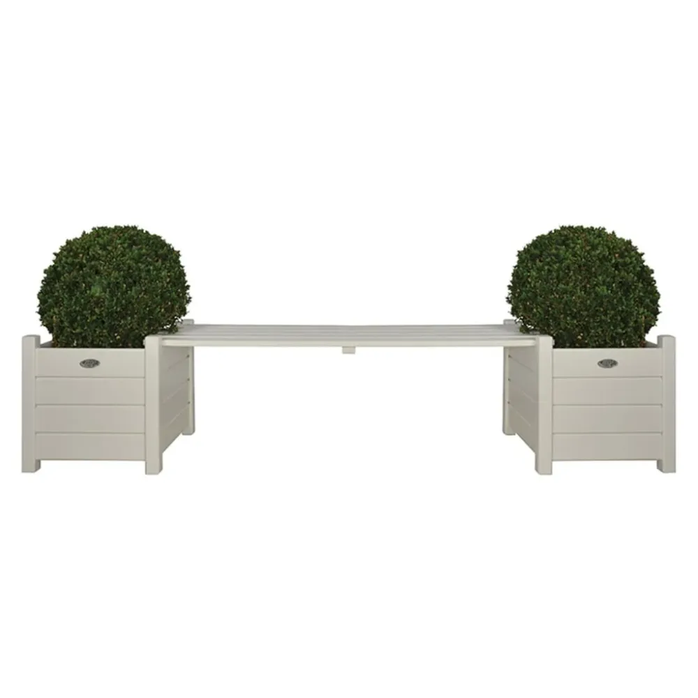 Esschert Jardiniere cu bancă tip pod, alb, CF33W