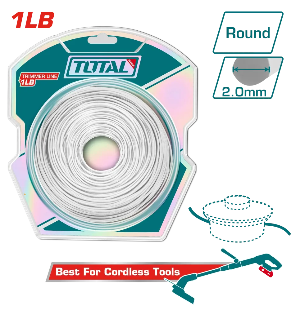 Fir taietor rotund TOTAL 2.0 mm, 120 m, pentru motocoasa si trimmer