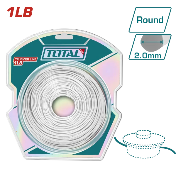 Fir taietor rotund TOTAL 2.0 mm, 120 m, pentru motocoasa si trimmer