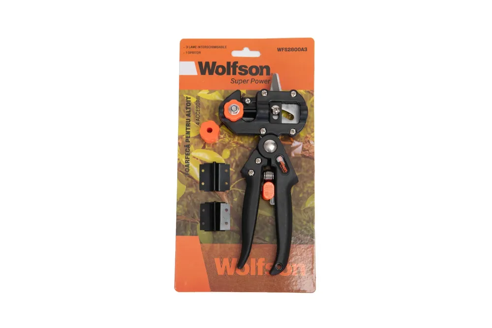Foarfeca pentru altoit Wolfson cu 4 accesorii incluse