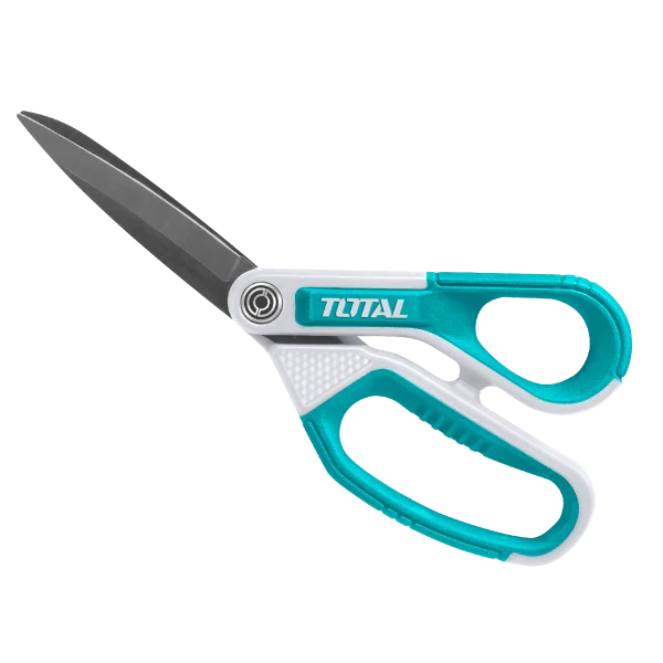 Foarfeca TOTAL 210 mm, lama lunga titan, maner cauciuc, pentru textile si carton