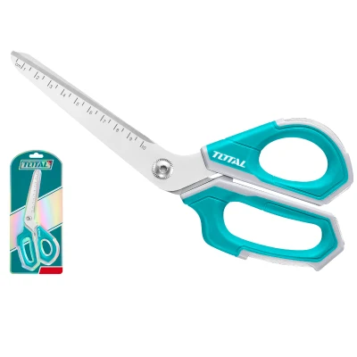 Foarfeca TOTAL 254 mm (10"), lama otel inoxidabil 3.5 mm, muchie zimtata, marcaje de masurare