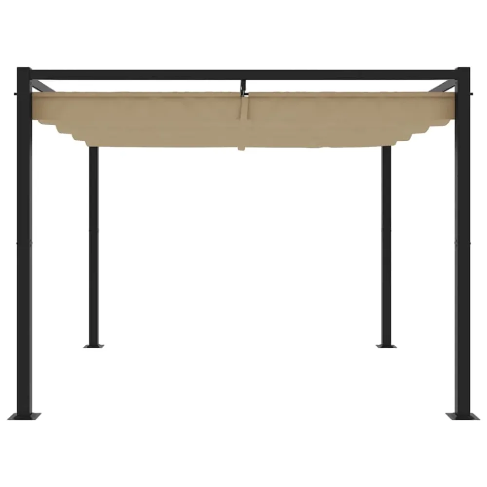 Foișor de grădină cu acoperiș retractabil Taupe 3x3 m oțel