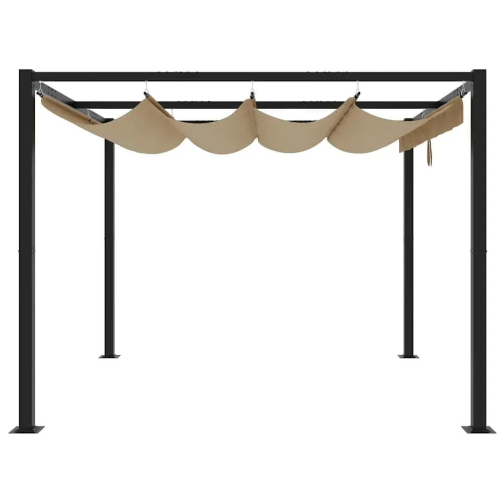 Foișor de grădină cu acoperiș retractabil Taupe 3x3 m oțel