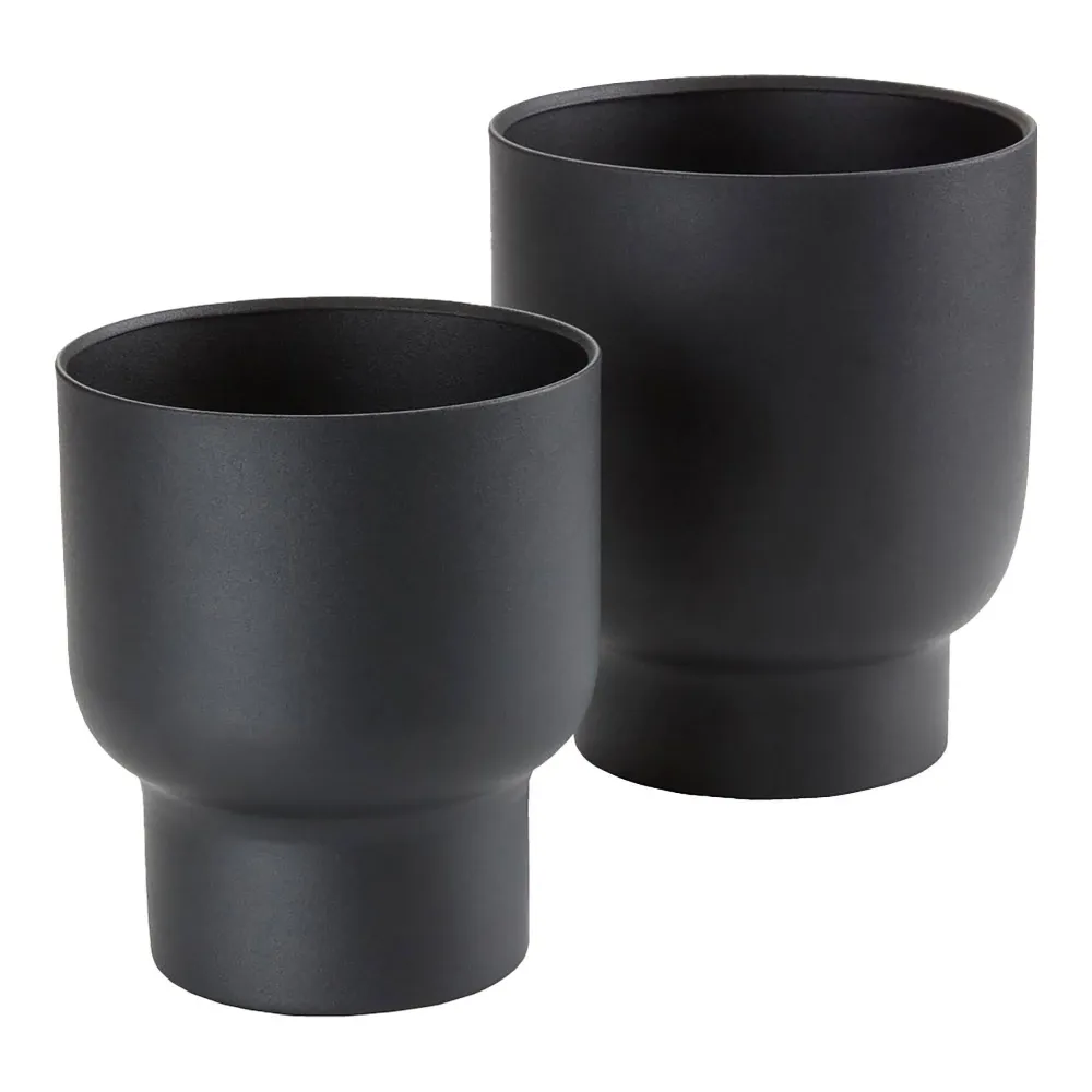 Fulda Ghivece din metal, negre, set de 2
