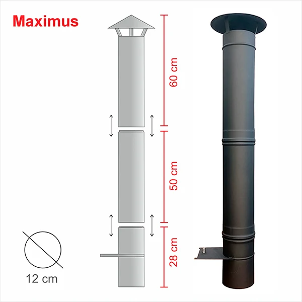 Coș de fum INOX Antracit Complet pentru MAXIMUS 70cm AC76F