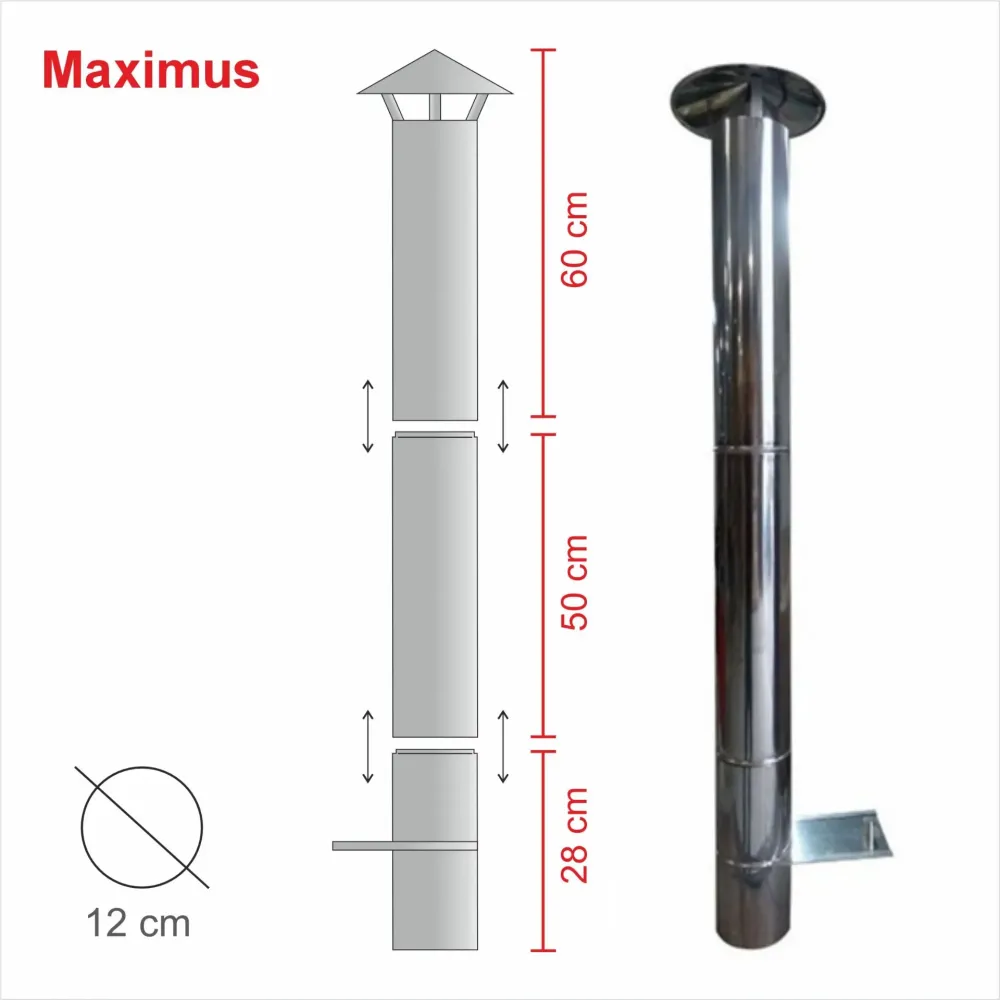 Coș de fum INOX Complet 100cm pentru MAXIMUS 70cm AC31F