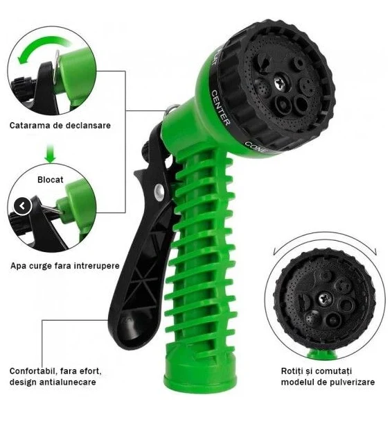Furtun extensibil de gradina 30 metri,+ Accesoriu pentru stropit cu 3 moduri de stropire