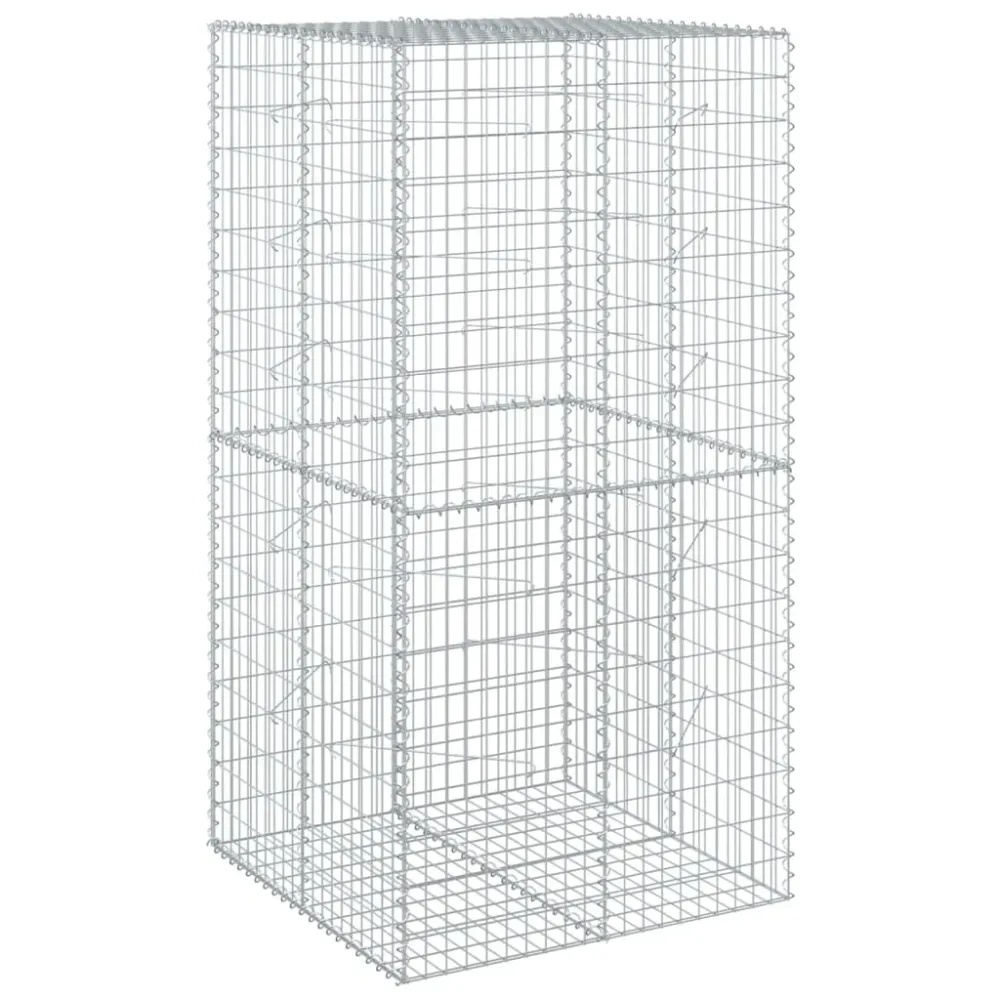 Coș gabion cu capac, 100x100x200 cm, fier galvanizat