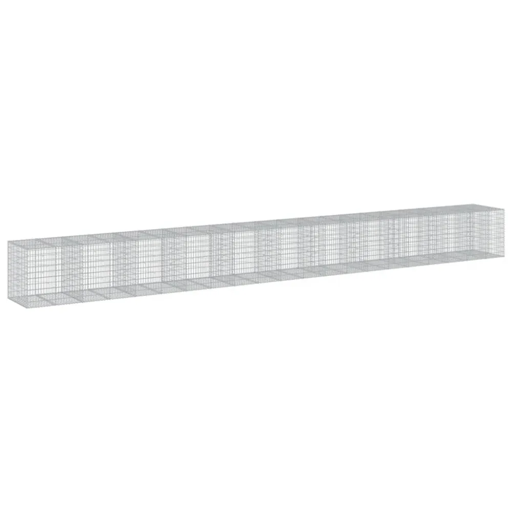 Coș gabion cu capac, 1050x100x100 cm, fier galvanizat