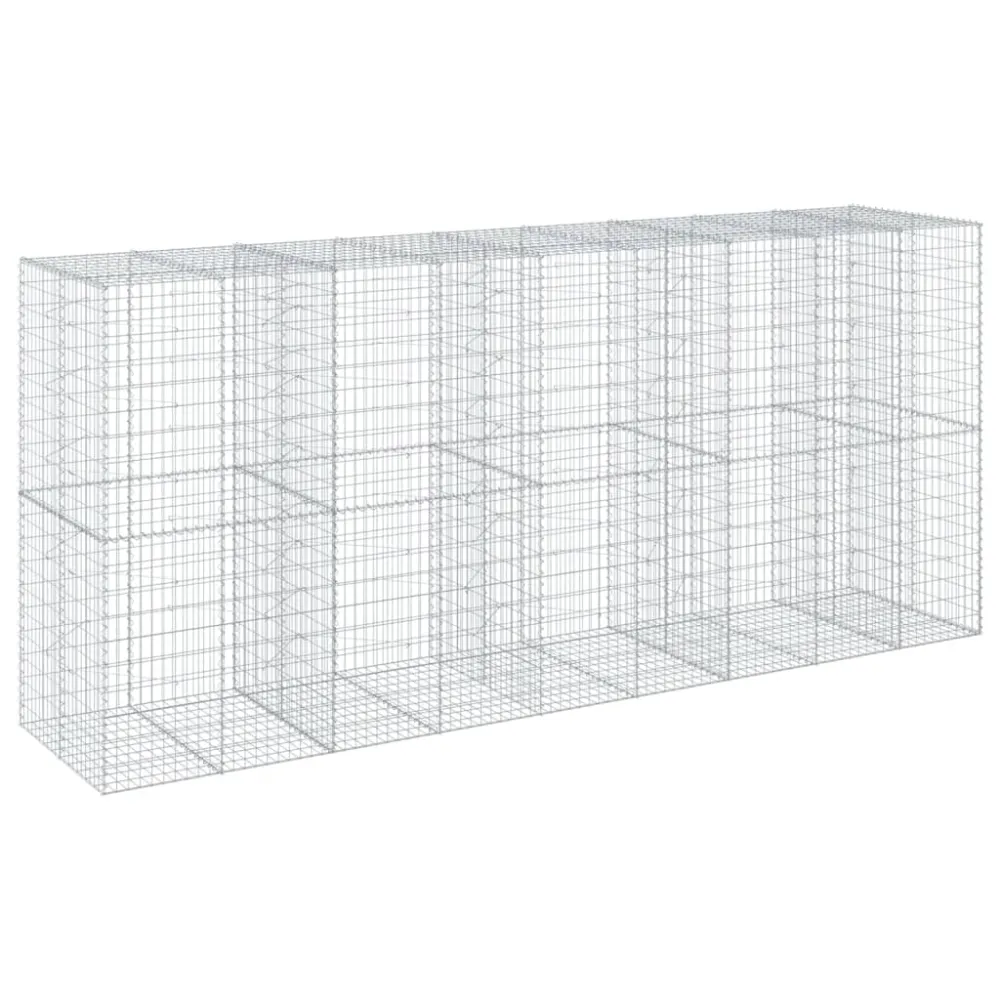 Coș gabion cu capac, 450x100x200 cm, fier galvanizat