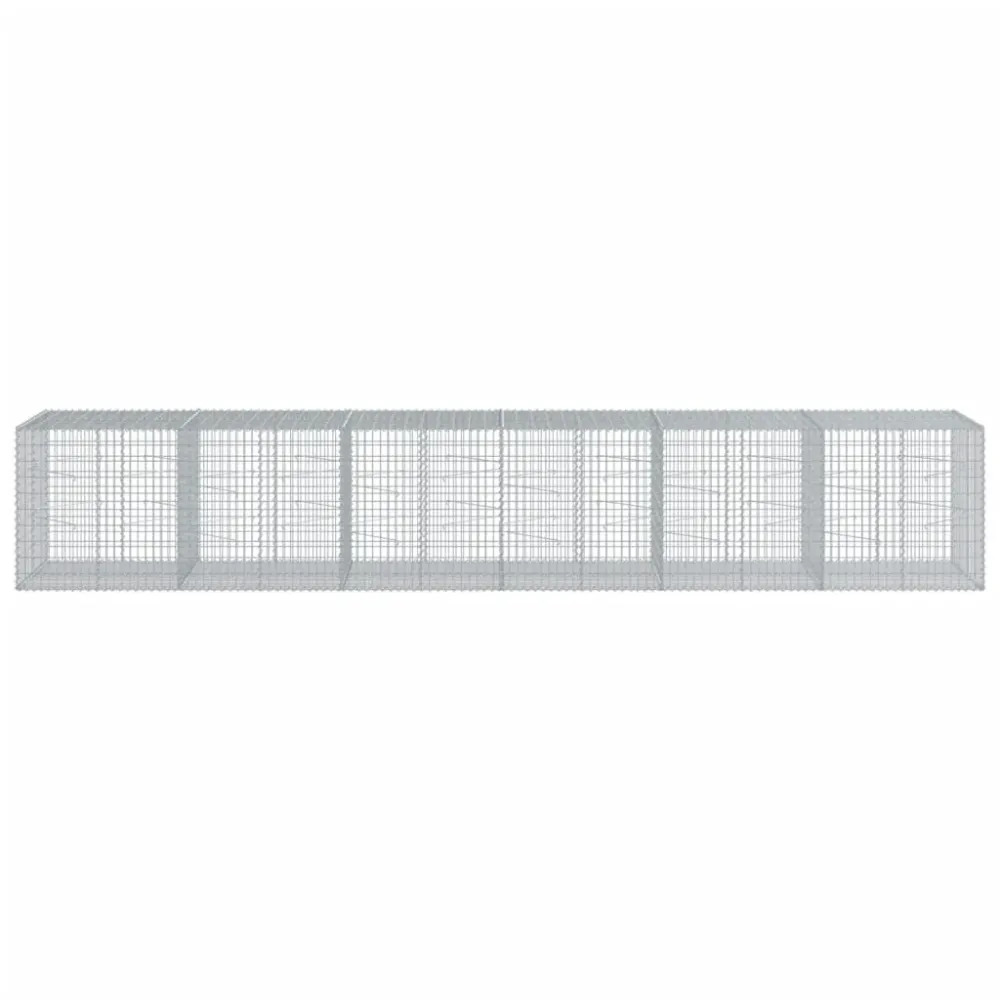 Coș gabion cu capac, 600x100x100 cm, fier galvanizat