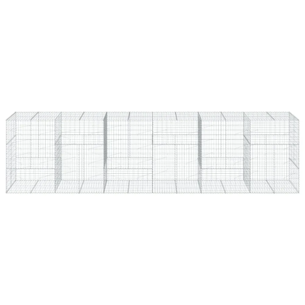 Coș gabion cu capac, 600x100x150 cm, fier galvanizat