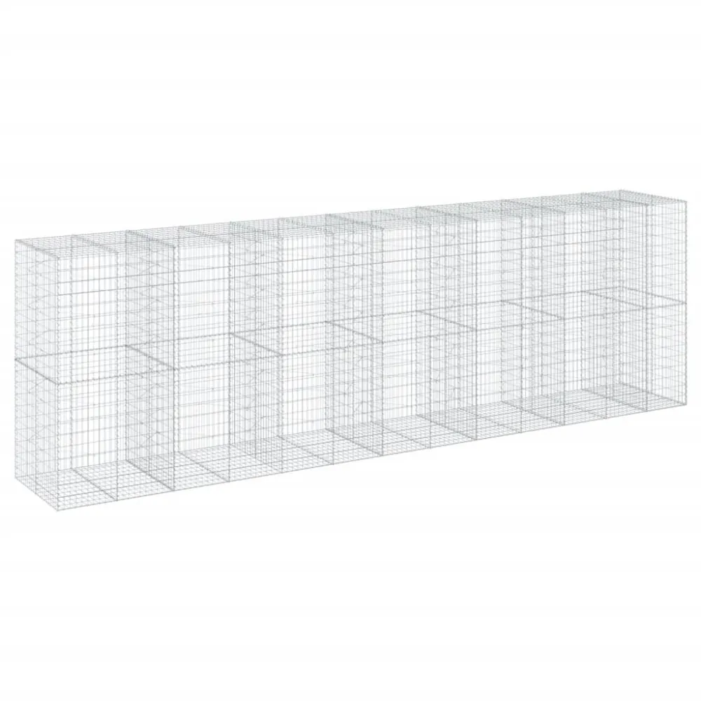 Coș gabion cu capac, 650x100x200 cm, fier galvanizat