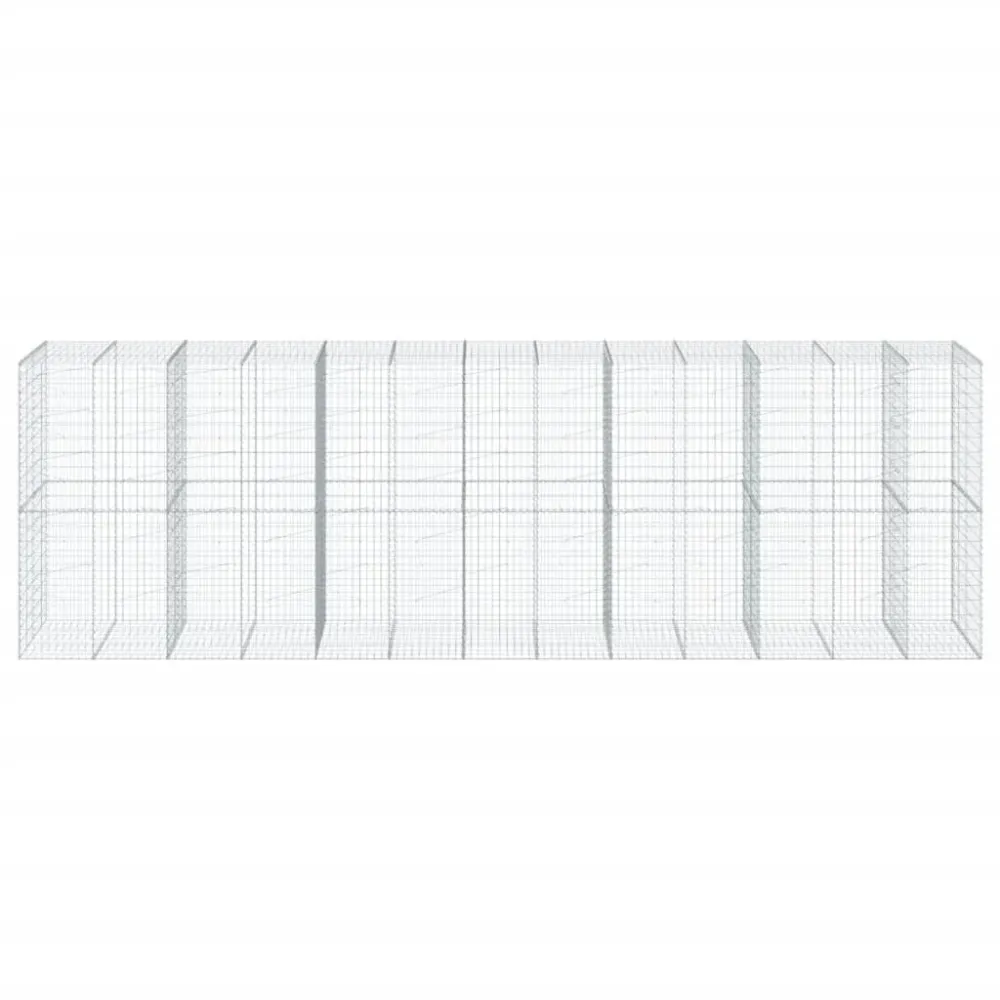 Coș gabion cu capac, 650x100x200 cm, fier galvanizat